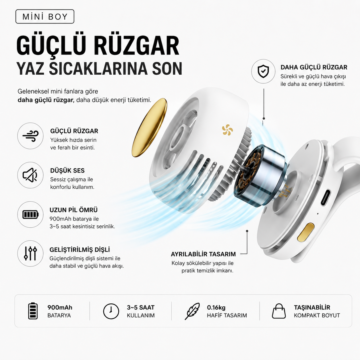 Lumaturk- Taşınabilen Mini Kişisel Fan